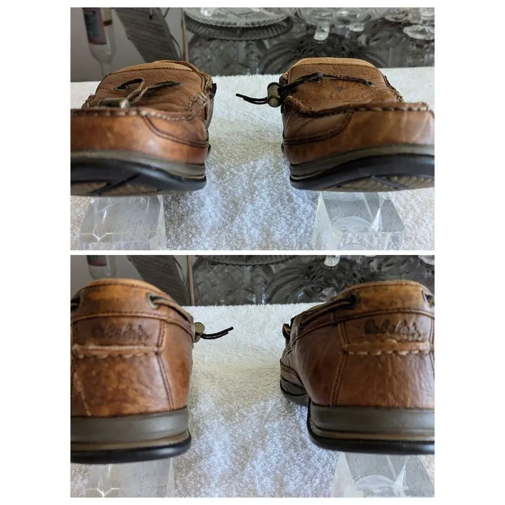 Vtg Cabela's Brown Leather Tassle Boat Slip On 82-4789 Shoes Sz 10EE